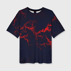 Женская футболка оверсайз Lightning red glow