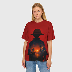 Футболка оверсайз женская Ванпис - двойная экспозиция, цвет: 3D-принт — фото 2