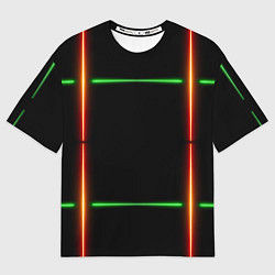 Футболка оверсайз женская Color black green orange lines, цвет: 3D-принт