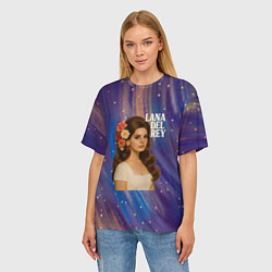 Футболка оверсайз женская Lana Del Rey с цветами в волосах, цвет: 3D-принт — фото 2