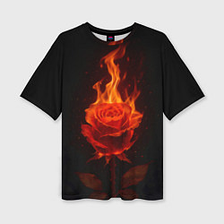 Женская футболка оверсайз Flaming rose
