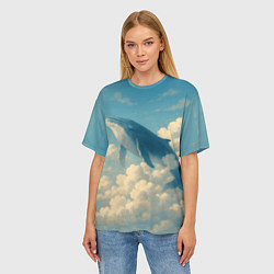 Футболка оверсайз женская Кит в облаках, цвет: 3D-принт — фото 2