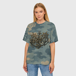 Футболка оверсайз женская ВМФ и большой якорь, цвет: 3D-принт — фото 2