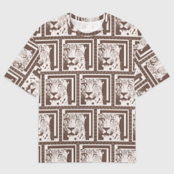 Футболка оверсайз женская Леопард в кофейном, цвет: 3D-принт