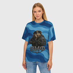 Футболка оверсайз женская ВМФ медведь, цвет: 3D-принт — фото 2