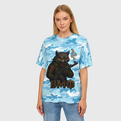 Футболка оверсайз женская Волк с красными глазами ВМФ, цвет: 3D-принт — фото 2