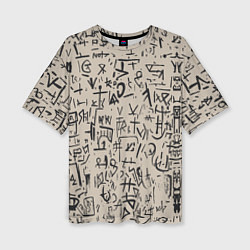 Футболка оверсайз женская Иероглифы маори, цвет: 3D-принт