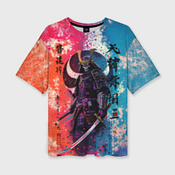 Футболка оверсайз женская Призрачный самурай - краски, цвет: 3D-принт