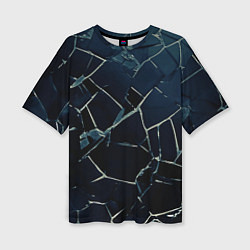 Футболка оверсайз женская Тёмный чёрно-синий битые плиты, цвет: 3D-принт