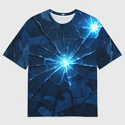 Футболка оверсайз женская Синий камуфляж со вспышками, цвет: 3D-принт