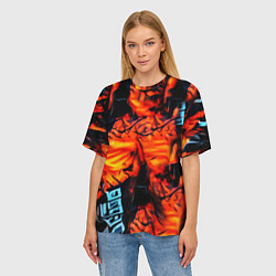 Футболка оверсайз женская Абстрактная текстура рыжего пламени, цвет: 3D-принт — фото 2