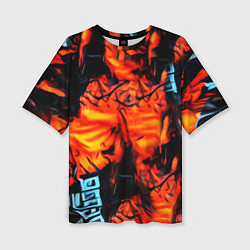 Женская футболка оверсайз Абстрактная текстура рыжего пламени