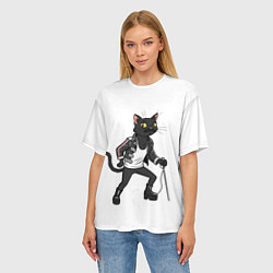 Футболка оверсайз женская Кот - Фредди Меркьюри, цвет: 3D-принт — фото 2