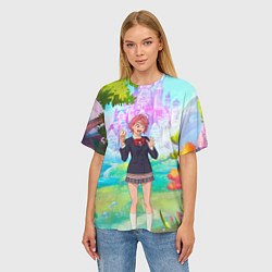 Футболка оверсайз женская Дандадан Сиратори Айра держит мороженое, цвет: 3D-принт — фото 2