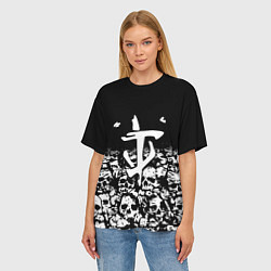 Футболка оверсайз женская Doom черепа, цвет: 3D-принт — фото 2