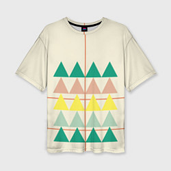 Футболка оверсайз женская Абстрактный лес - треугольники на светлом, цвет: 3D-принт