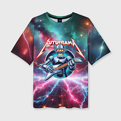 Футболка оверсайз женская Гитарист Бендер рок группы Футурама, цвет: 3D-принт