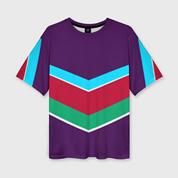 Женская футболка оверсайз Фиолетовый с полосами