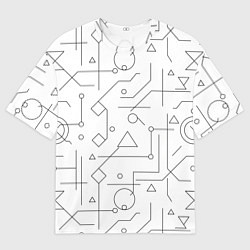 Футболка оверсайз женская Техно-Геометрия на белое, цвет: 3D-принт