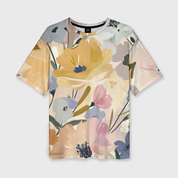 Футболка оверсайз женская Цветы акварель, цвет: 3D-принт