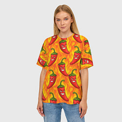 Футболка оверсайз женская Огненный перец паттерн, цвет: 3D-принт — фото 2