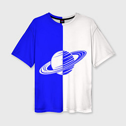 Футболка оверсайз женская Сатурн сине-белый, цвет: 3D-принт
