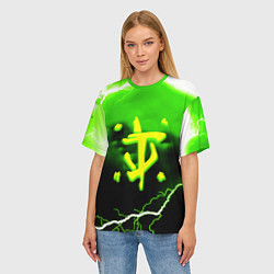 Футболка оверсайз женская Doom шторм кислотное лого, цвет: 3D-принт — фото 2