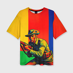 Женская футболка оверсайз Австралийский ретро солдат поп-арт