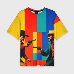 Футболка оверсайз женская Перестрелка ковбоев поп-арт, цвет: 3D-принт