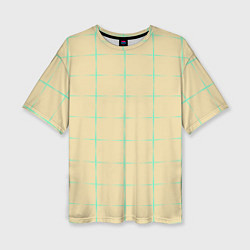 Женская футболка оверсайз Color beige green crosses