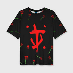 Футболка оверсайз женская Doom rose pattern, цвет: 3D-принт