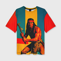 Футболка оверсайз женская Индеец поп-арт, цвет: 3D-принт