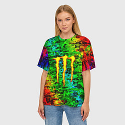 Футболка оверсайз женская Монстер энерджи стикеры, цвет: 3D-принт — фото 2