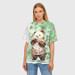Футболка оверсайз женская Акварельный мишка, цвет: 3D-принт — фото 2