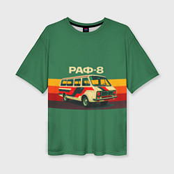 Футболка оверсайз женская Ретро автобус РАФ-8 поп-арт, цвет: 3D-принт