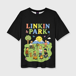 Футболка оверсайз женская Linkin Park, мультяшный стиль, цвет: 3D-принт