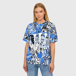 Футболка оверсайз женская Monster energy sticker blue, цвет: 3D-принт — фото 2