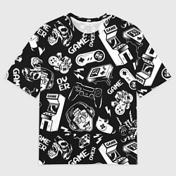 Женская футболка оверсайз Retro gamer pattern