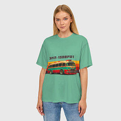 Футболка оверсайз женская Ретро автобус ЗИЛ 158ВРА1 поп-арт, цвет: 3D-принт — фото 2