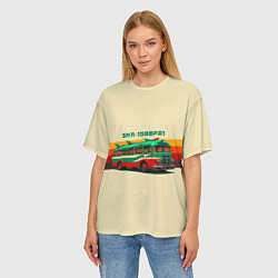 Футболка оверсайз женская Ретро автобус ЗИЛ поп-арт, цвет: 3D-принт — фото 2