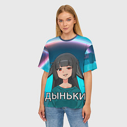 Футболка оверсайз женская Мияби дыньки мем ZZZ, цвет: 3D-принт — фото 2