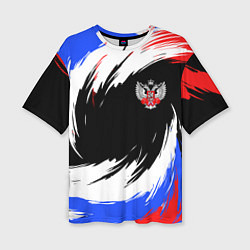 Футболка оверсайз женская Федерация бокса РФ - краска, цвет: 3D-принт