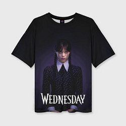 Футболка оверсайз женская Уэнсдэй в черных слезах Wednesday, цвет: 3D-принт