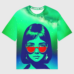 Футболка оверсайз женская Девушка под звездным небом поп-арт, цвет: 3D-принт