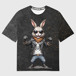 Футболка оверсайз женская Заяц рокер, цвет: 3D-принт