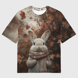 Футболка оверсайз женская Зайчишка в шарфе, цвет: 3D-принт