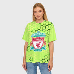 Футболка оверсайз женская Ливерпуль кислотные соты, цвет: 3D-принт — фото 2