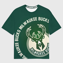 Женская футболка оверсайз Milwaukee Bucks надпись