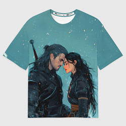 Футболка оверсайз женская Йеннифэр и Геральт под снегом, цвет: 3D-принт