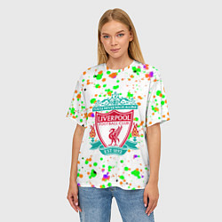 Футболка оверсайз женская Liverpool брызги красок текстура, цвет: 3D-принт — фото 2